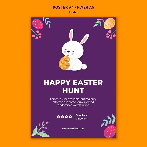 Plantilla ilustrada de impresión de evento de pascua