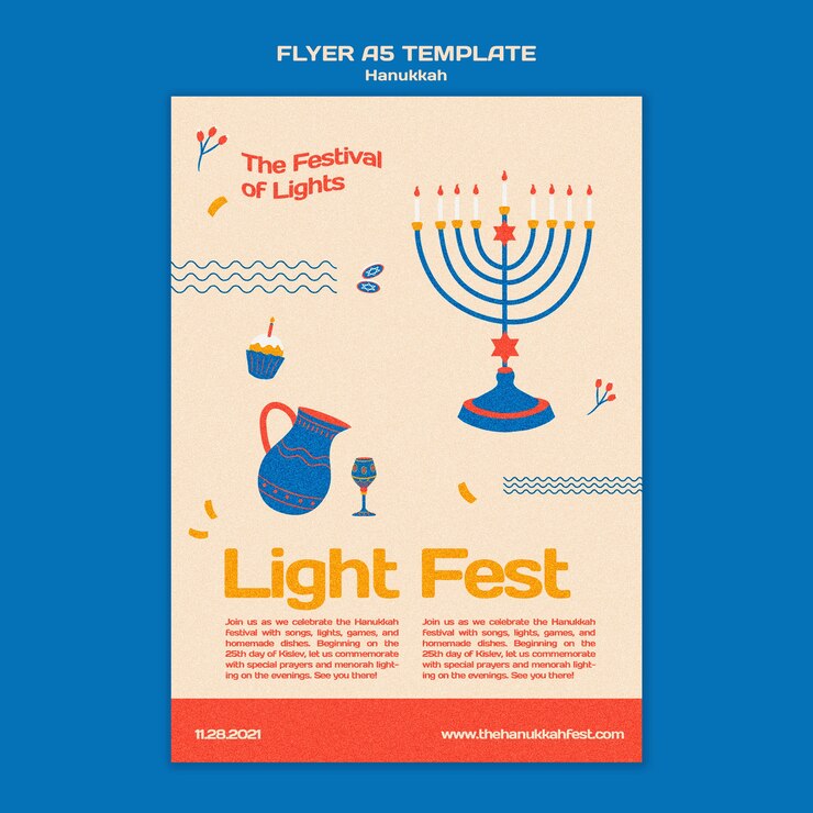PSD gratuito plantilla ilustrada de impresión de hanukkah