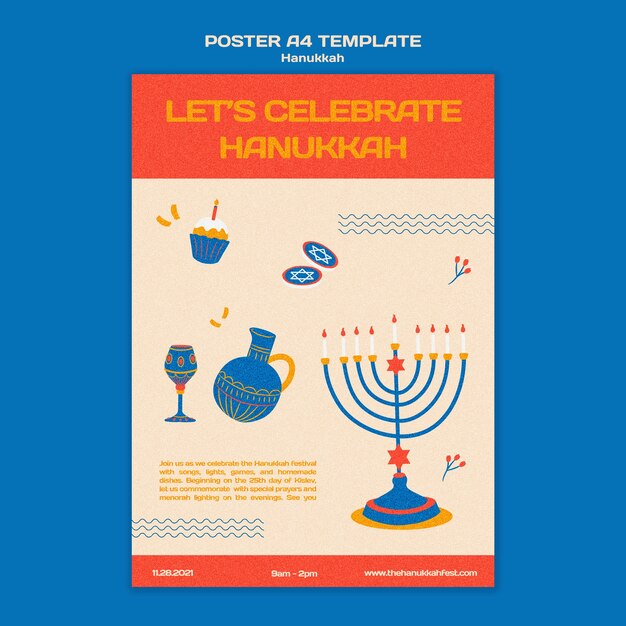 Plantilla ilustrada de impresión de hanukkah