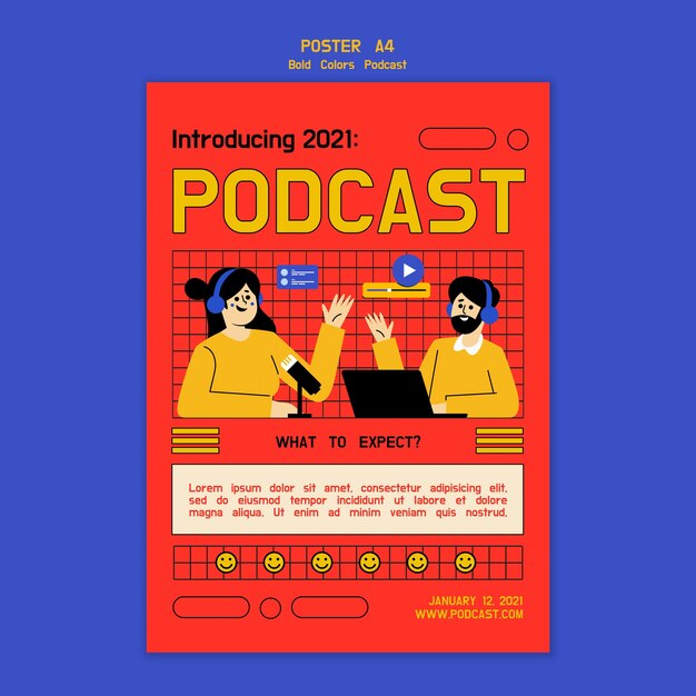 Plantilla ilustrada de póster de podcast