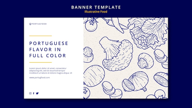 Plantilla ilustrativa de diseño de banner de comida