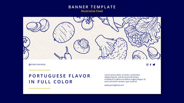 Plantilla ilustrativa de diseño de banner de comida
