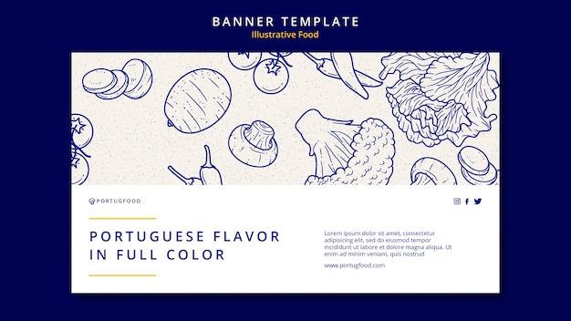 Plantilla ilustrativa de diseño de banner de comida