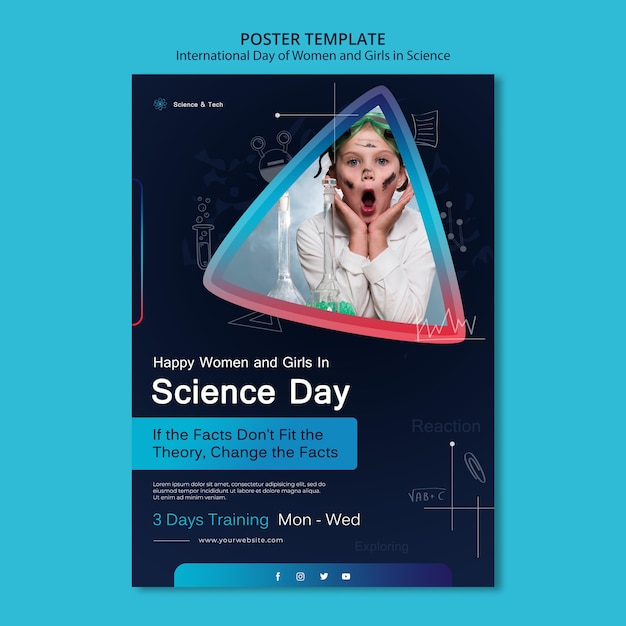 Plantilla impresa del día internacional de la mujer y la niña en la ciencia