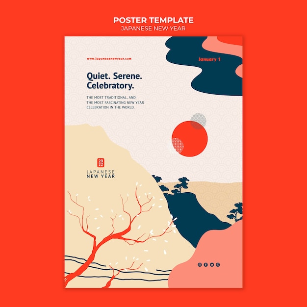 Plantilla de impresión de año nuevo japonés cultural