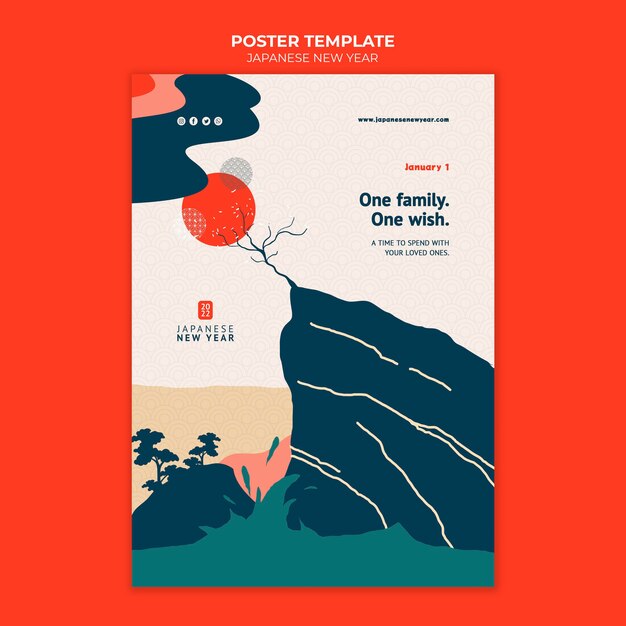 Plantilla de impresión de año nuevo japonés cultural