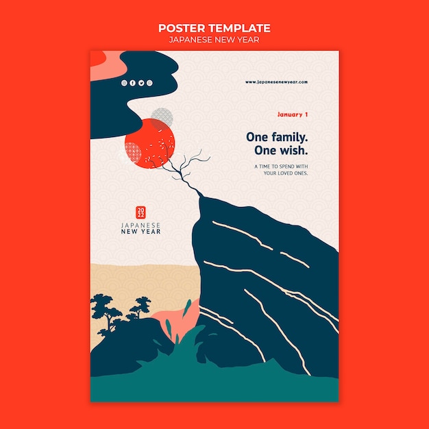 Plantilla de impresión de año nuevo japonés cultural