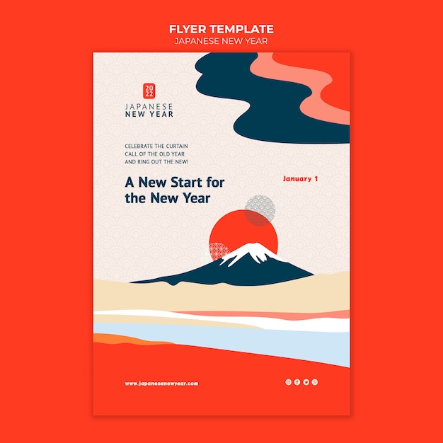 Plantilla de impresión de año nuevo japonés cultural