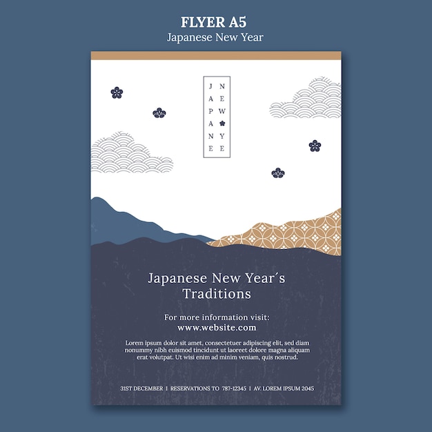 Plantilla de impresión de año nuevo japonés cultural