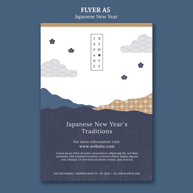 Plantilla de impresión de año nuevo japonés cultural