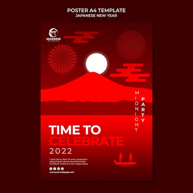 Plantilla de impresión de año nuevo japonés rojo