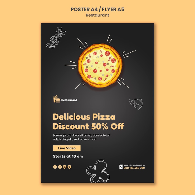 PSD gratuito plantilla de impresión de apertura de restaurante