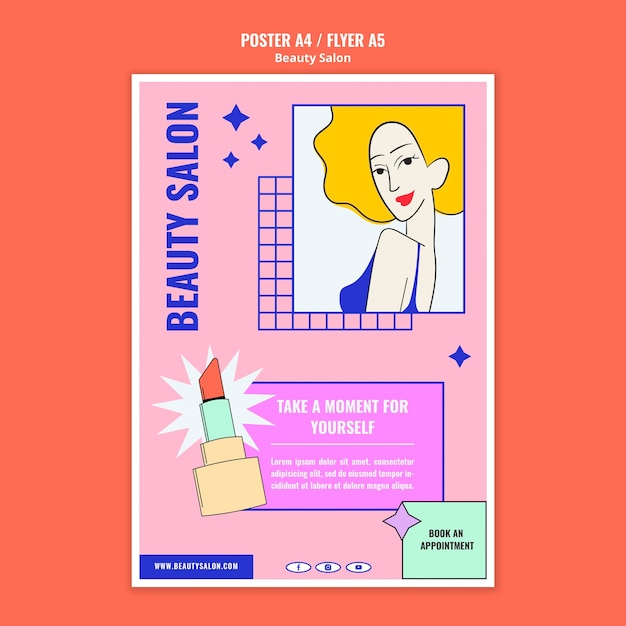 PSD gratuito plantilla de impresión de arte pop de belleza