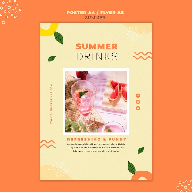 Plantilla de impresión de bebidas de verano