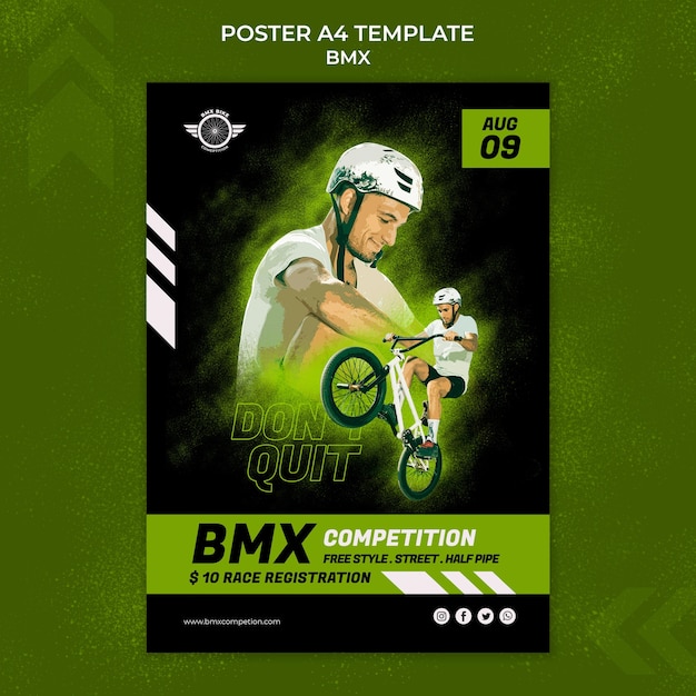 PSD gratuito plantilla de impresión bmx con foto