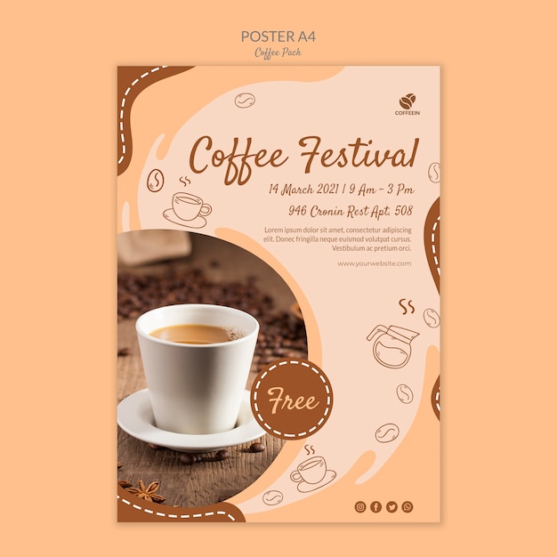 Plantilla de impresión de carteles del festival del café