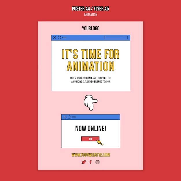Plantilla de impresión de clase en línea de animación