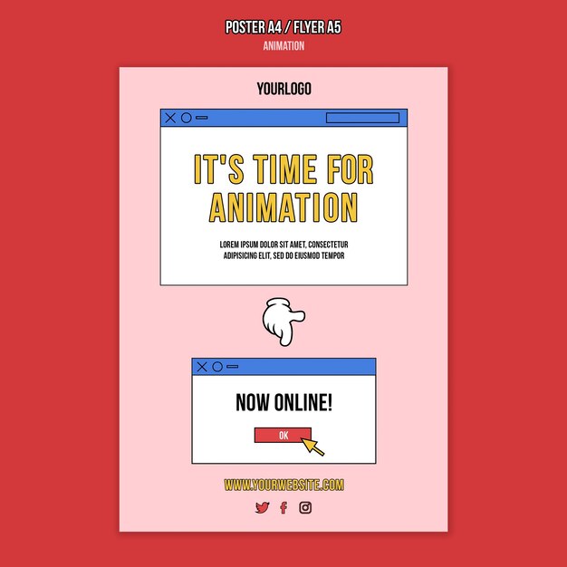 Plantilla de impresión de clase en línea de animación