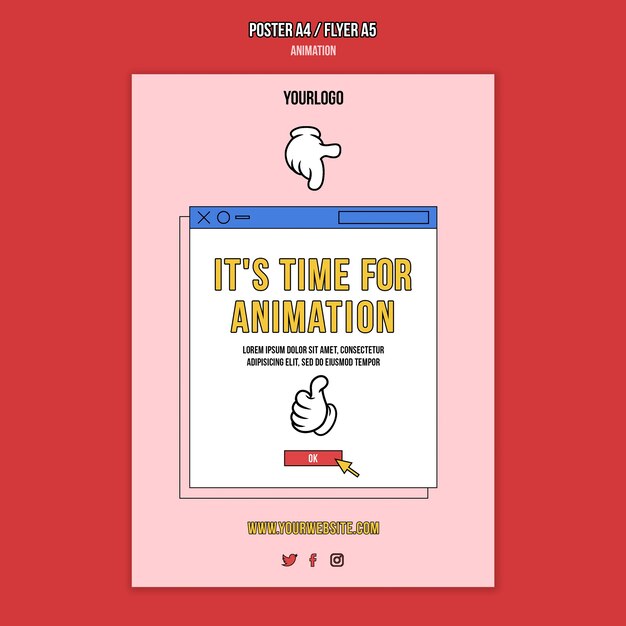 Plantilla de impresión de clase en línea de animación