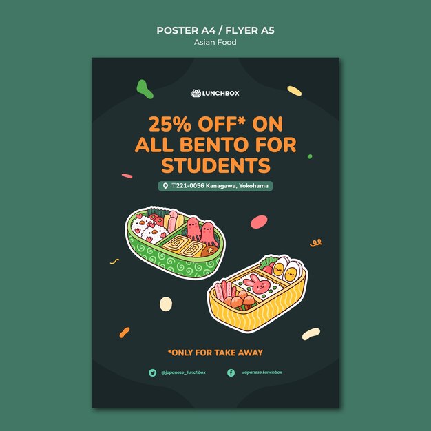 Plantilla de impresión de comida asiática