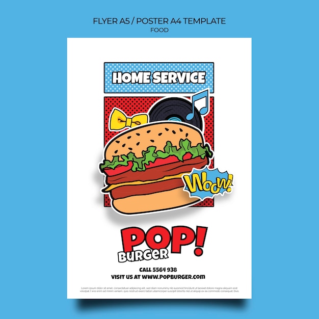 Plantilla de impresión de comida pop art