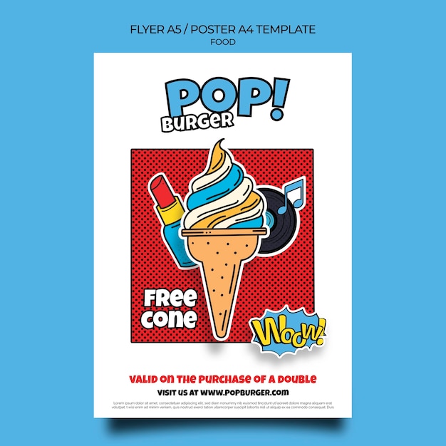 PSD gratuito plantilla de impresión de comida pop art