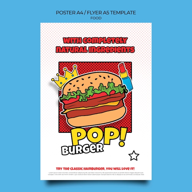 PSD gratuito plantilla de impresión de comida pop art