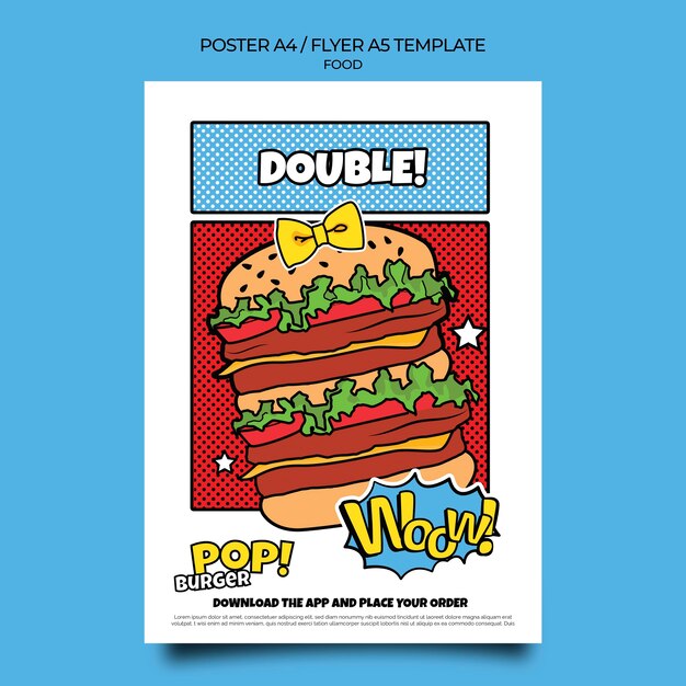 Plantilla de impresión de comida pop art