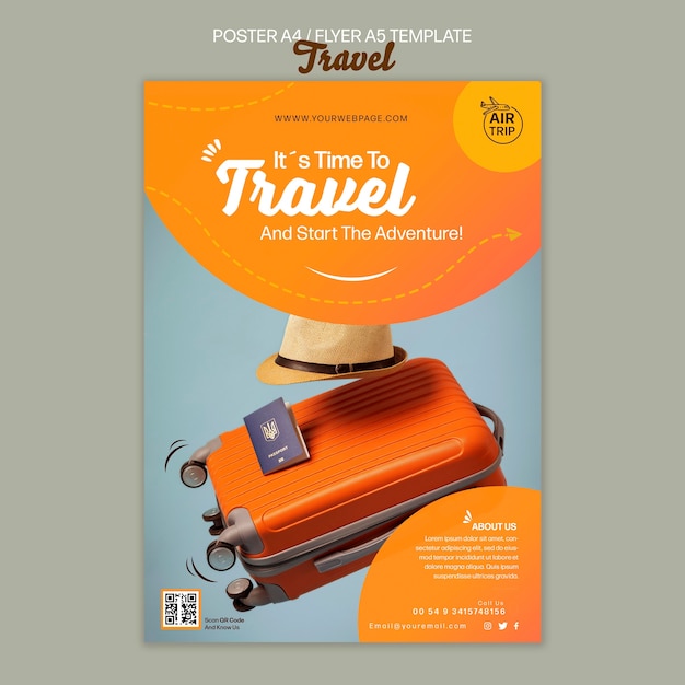 PSD gratuito plantilla de impresión creativa de viaje