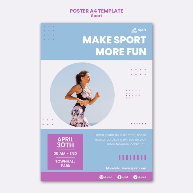 PSD gratuito plantilla de impresión deportiva con foto