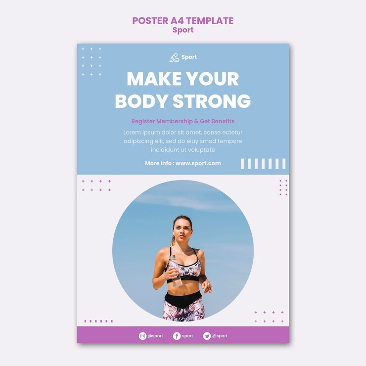 PSD gratuito plantilla de impresión deportiva con foto