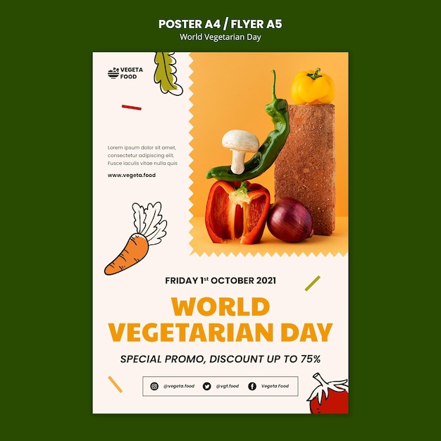 Plantilla de impresión del día mundial del vegetariano