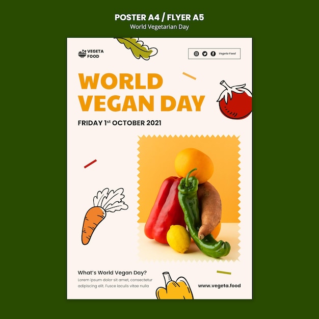 PSD gratuito plantilla de impresión del día mundial del vegetariano