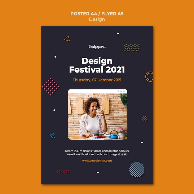 PSD gratuito plantilla de impresión de diseño gráfico con foto.