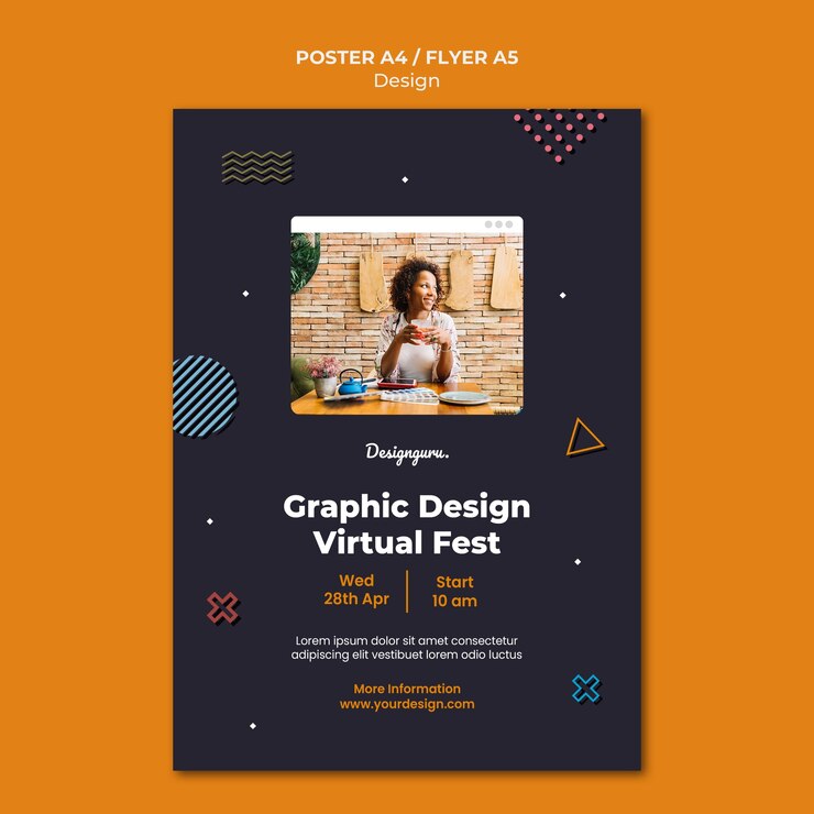 PSD gratuito plantilla de impresión de diseño gráfico con foto.