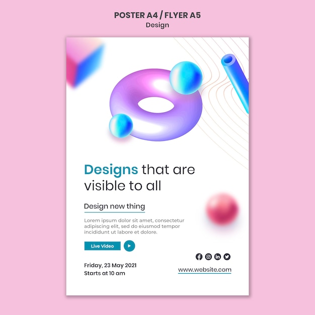 PSD gratuito plantilla de impresión de diseños creativos 3d