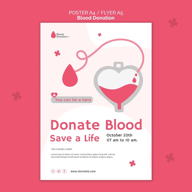Plantilla de impresión de donación de sangre ilustrada