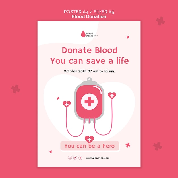 Plantilla de impresión de donación de sangre ilustrada