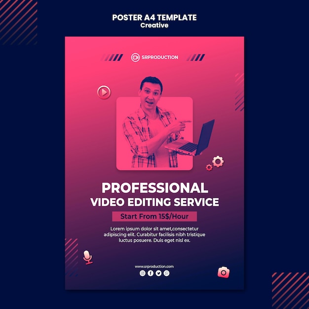 PSD gratuito plantilla de impresión de edición de video