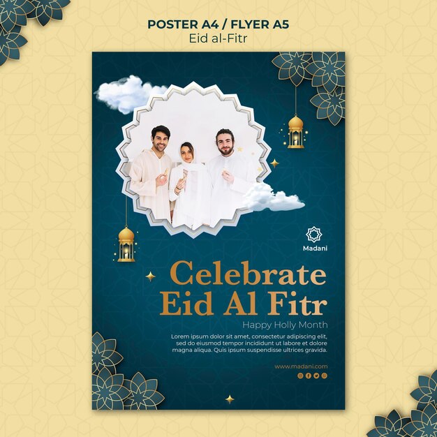 Plantilla de impresión de eid al-fitr con foto