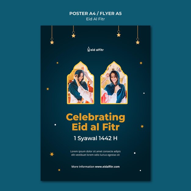 Plantilla de impresión de eid al-fitr con foto
