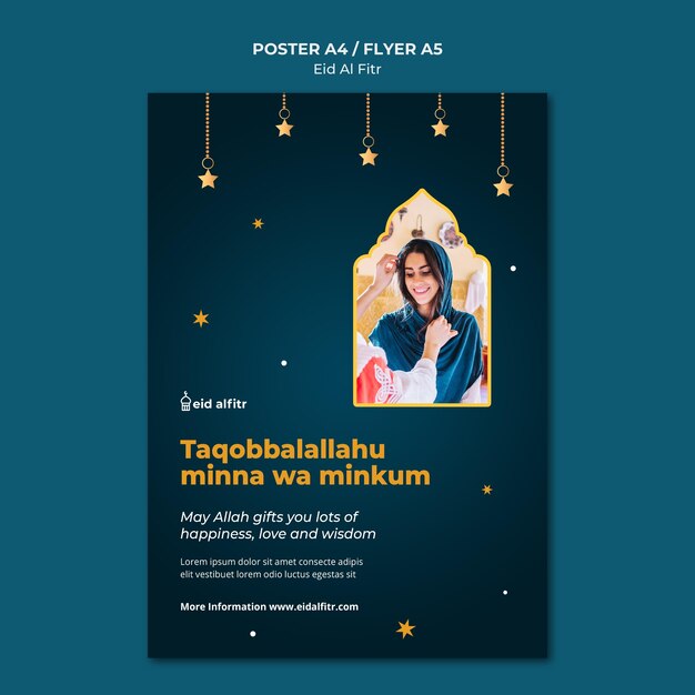 Plantilla de impresión de eid al-fitr con foto
