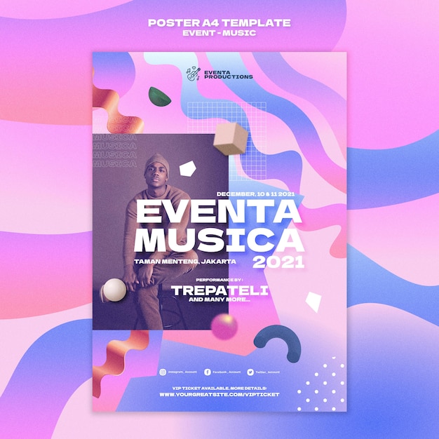 Plantilla de impresión de evento musical en estilo retro