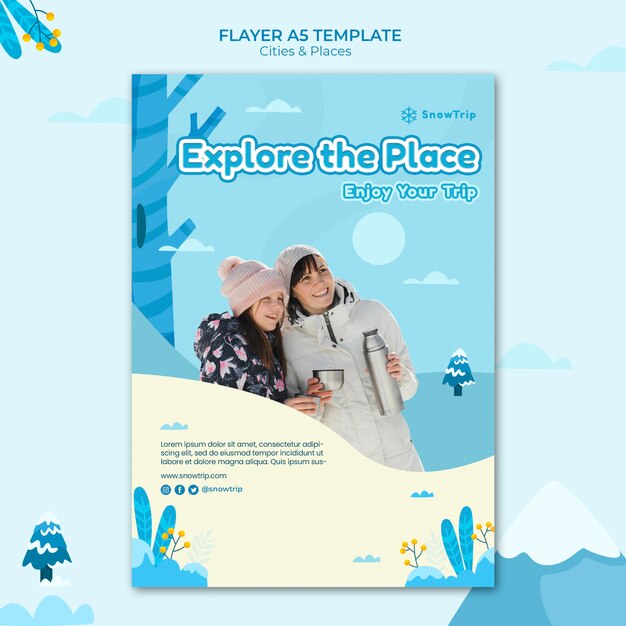 Plantilla de impresión explorando nuevos lugares