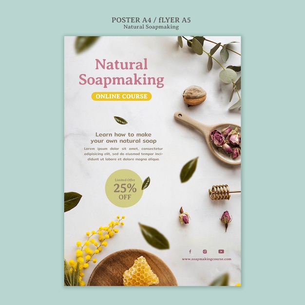 PSD gratuito plantilla de impresión de fabricación de jabón natural