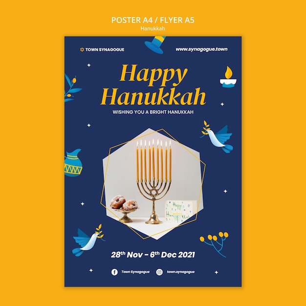 PSD gratuito plantilla de impresión festiva de hanukkah