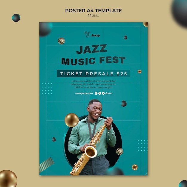 Plantilla de impresión de festival de música de jazz