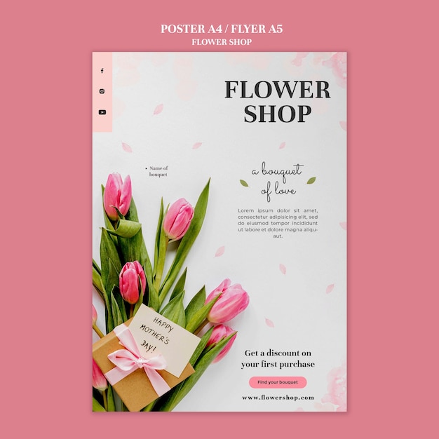 PSD gratuito plantilla de impresión de floristería