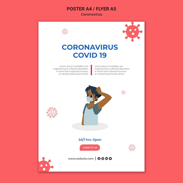 PSD gratuito plantilla de impresión informativa sobre coronavirus