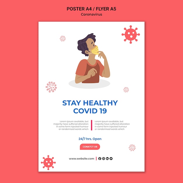 PSD gratuito plantilla de impresión informativa sobre coronavirus